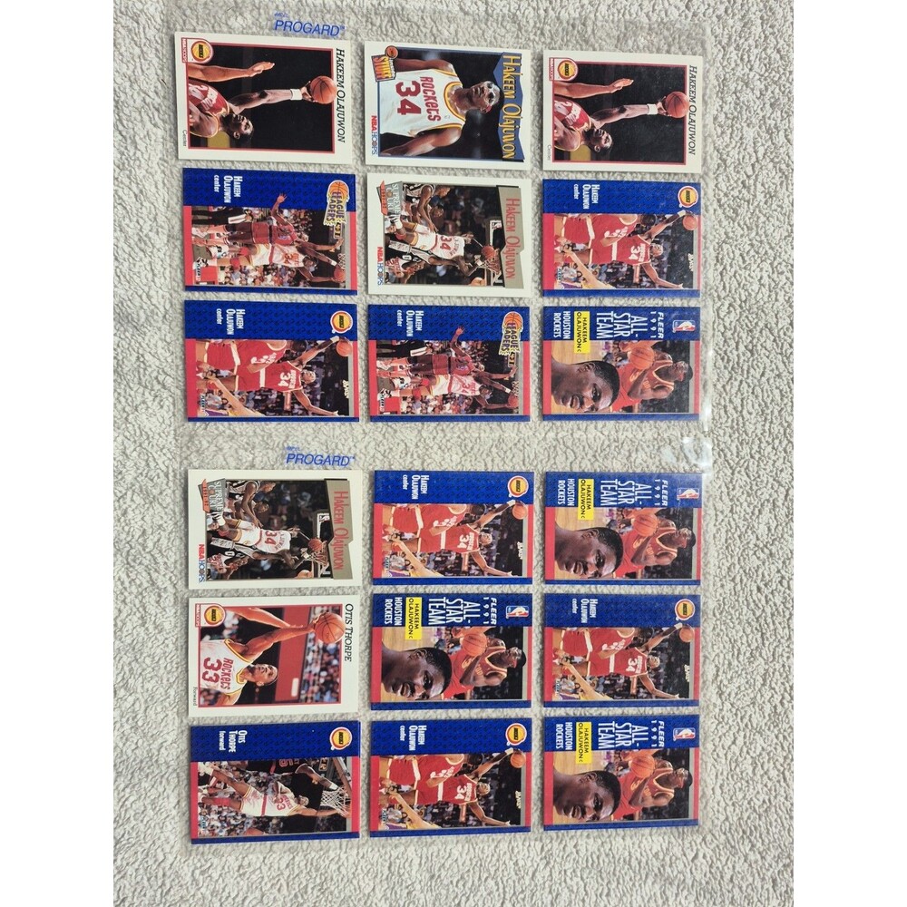 Hakeem Olajuwon Lot of 15+ Cards – 1991 Fleer All-Star, League Leaders, NBA...